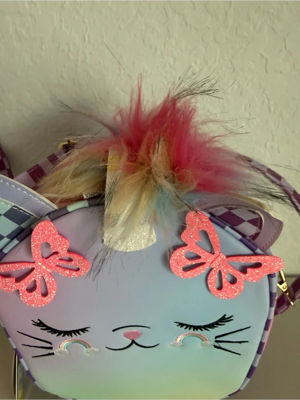 New girls Under One Sky Pastel Unicorn Cat Crossbody Bag - Pink & Lavender